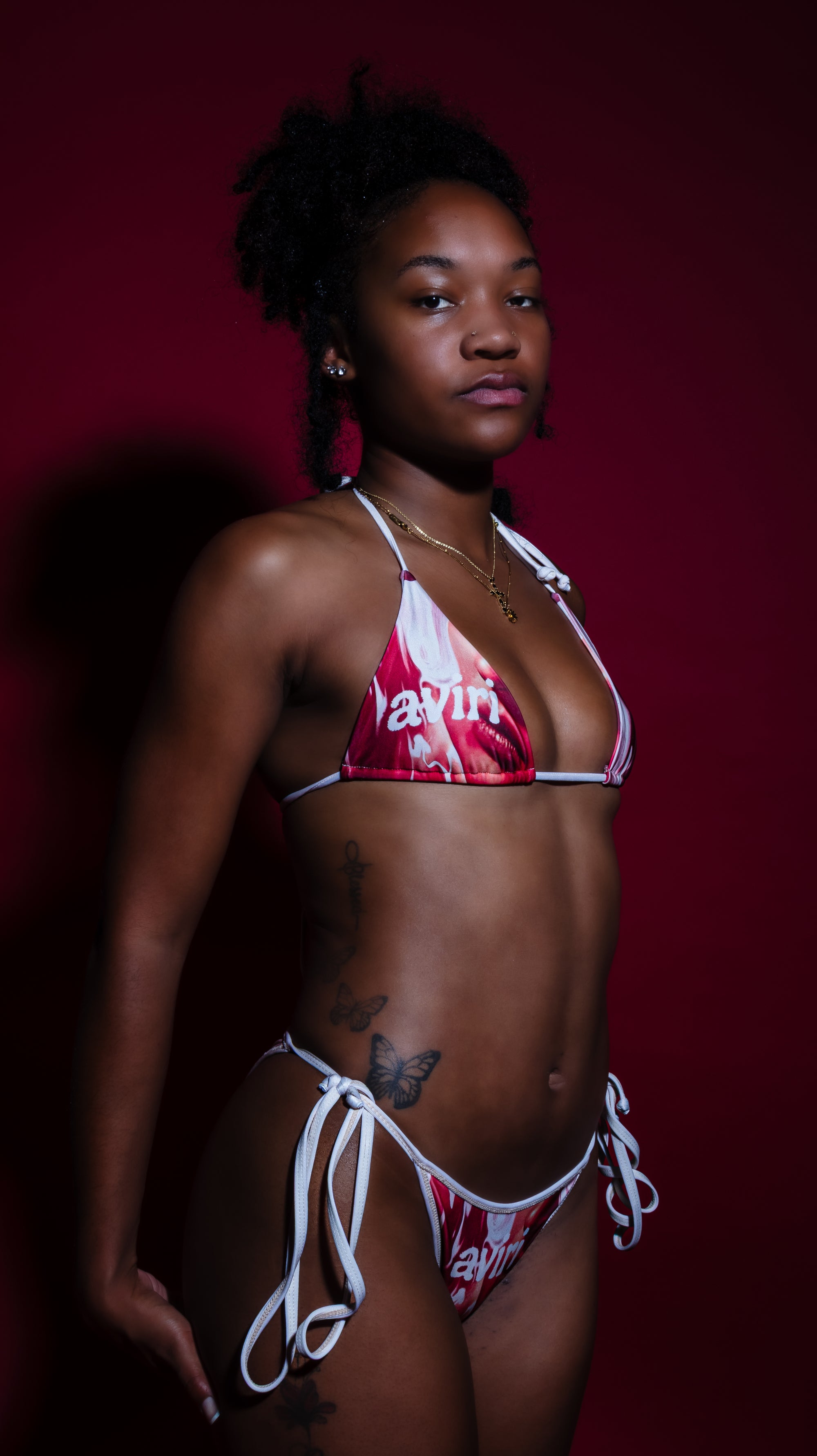 Tropique Noire Bikini Top (orange/white)