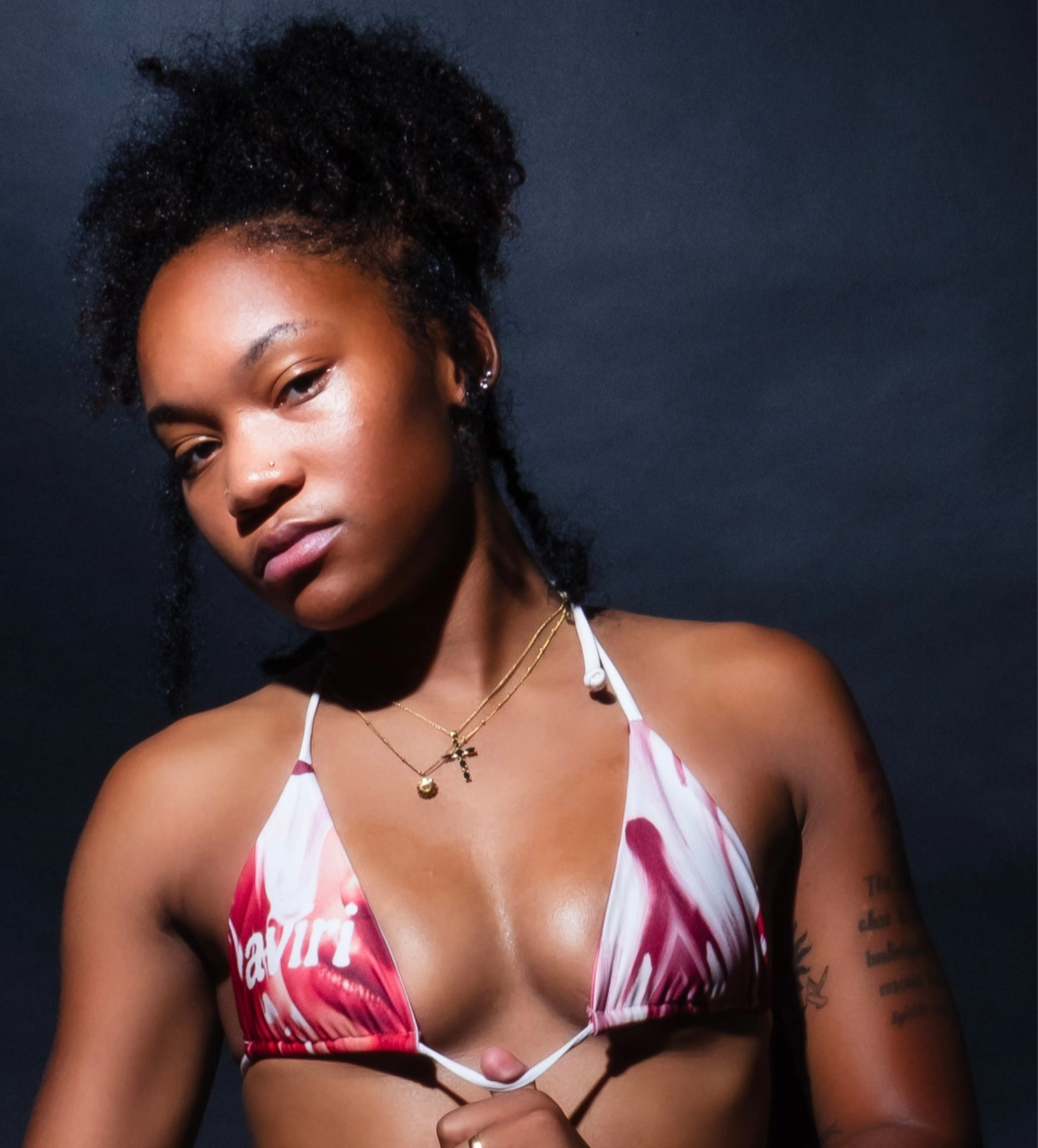 Tropique Noire Bikini Top (orange/white)