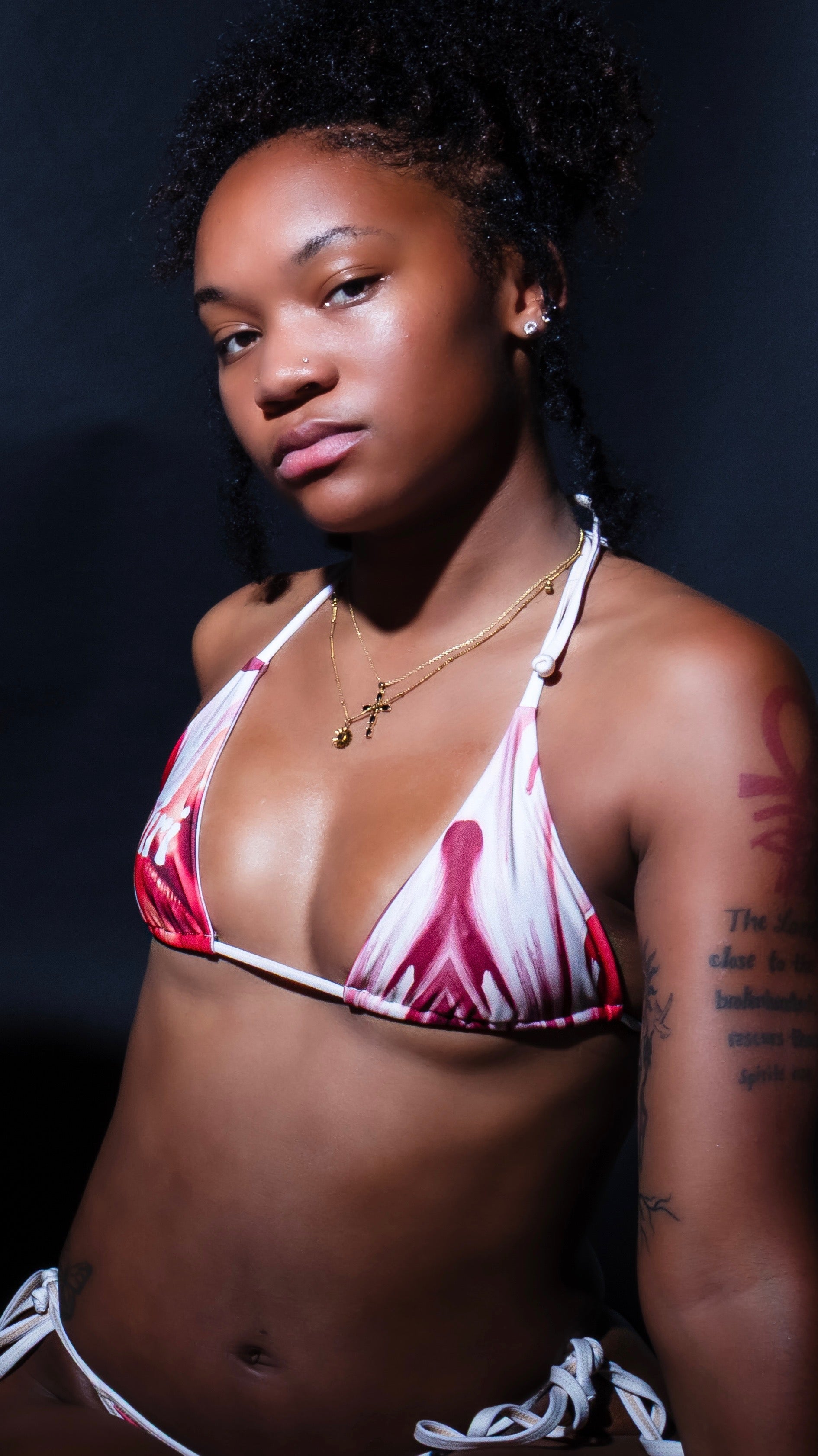 Tropique Noire Bikini Top (orange/white)