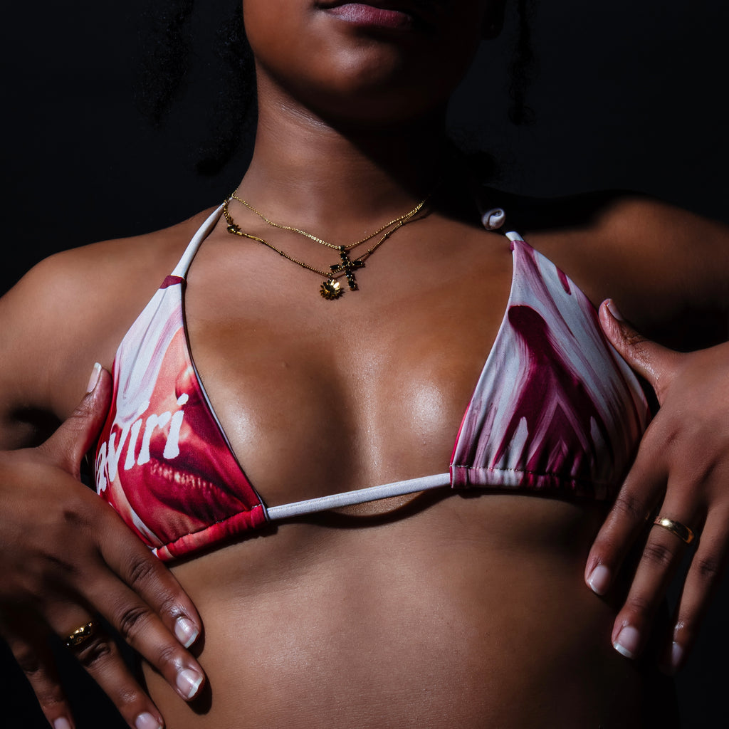 Tropique Noire Bikini Top (orange/white)