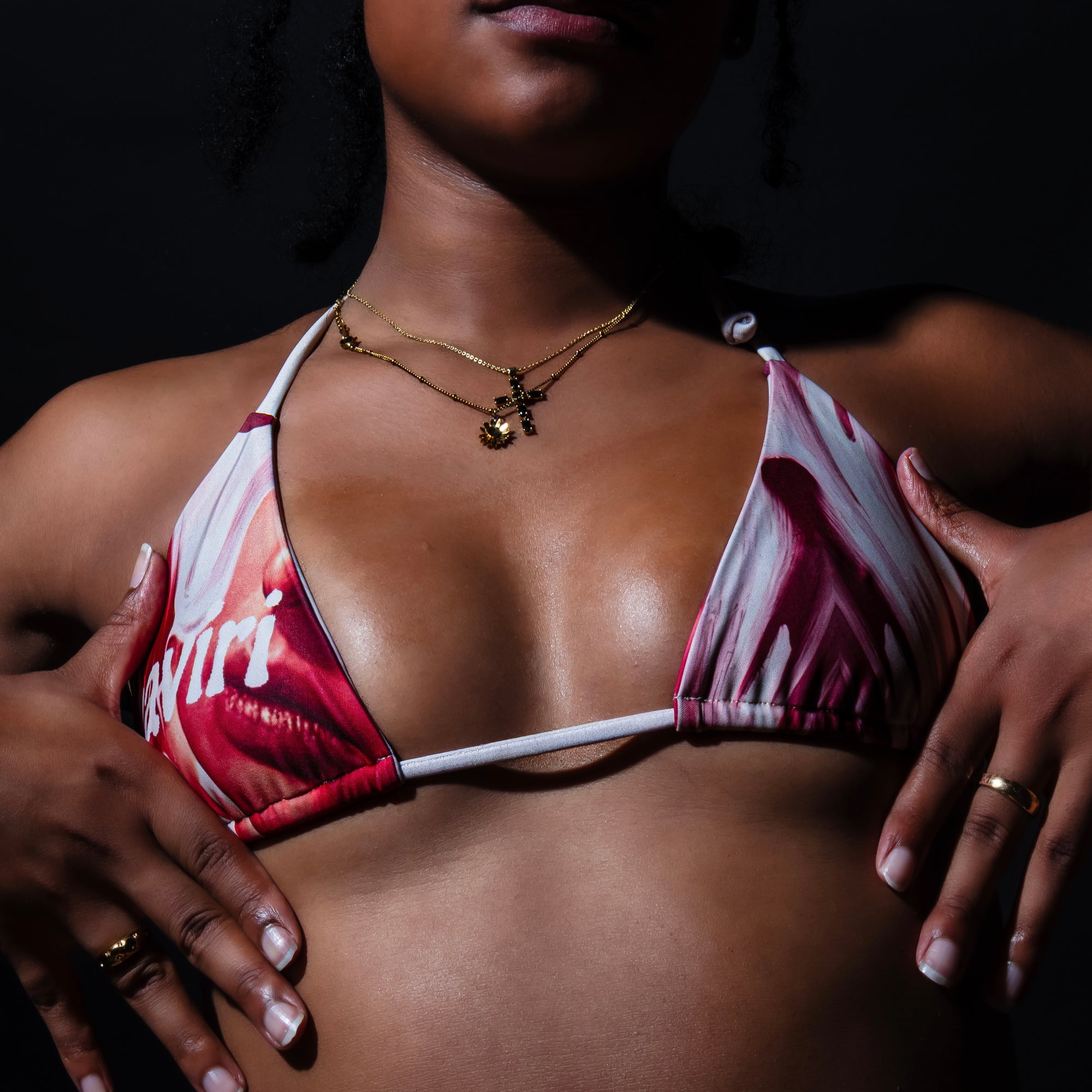 Tropique Noire Bikini Top (orange/white)